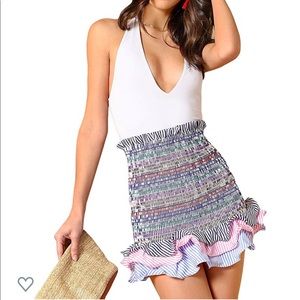 Like New-Striped Tiered Ruffle Hem Smock Skirt💕🦋